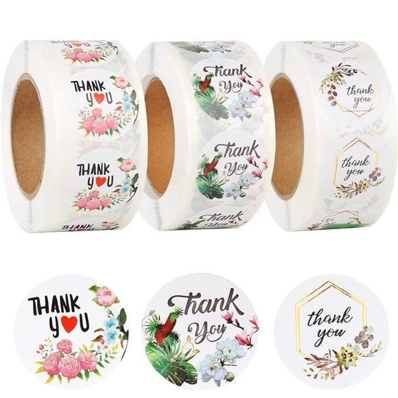 Set of 50 Thank You Stickers | 1” | Variety of Designs - Picture 1 of 12